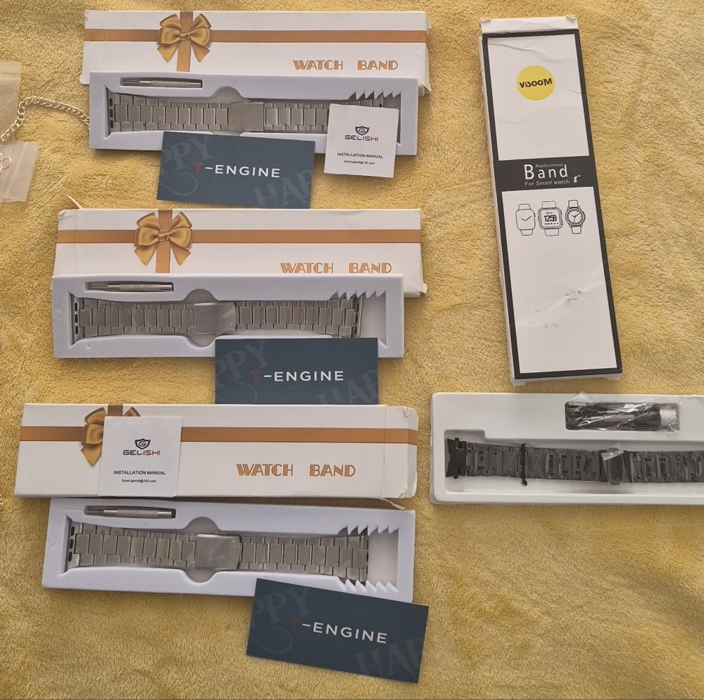 New metal link watch bands for Apple Watch. 4 bands total. 3 silver & 1 Black